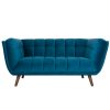 Louer un canapé design Beryl en velours bleu à Toulouse Location d'assise en France pour vos évènements exposition foire salon pro ambiance cosy
