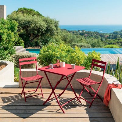 Location de mobilier assise chaise pliante Maya en acier à Toulouse pour les salons événementiels foires expositions terrasse jardin louer en france